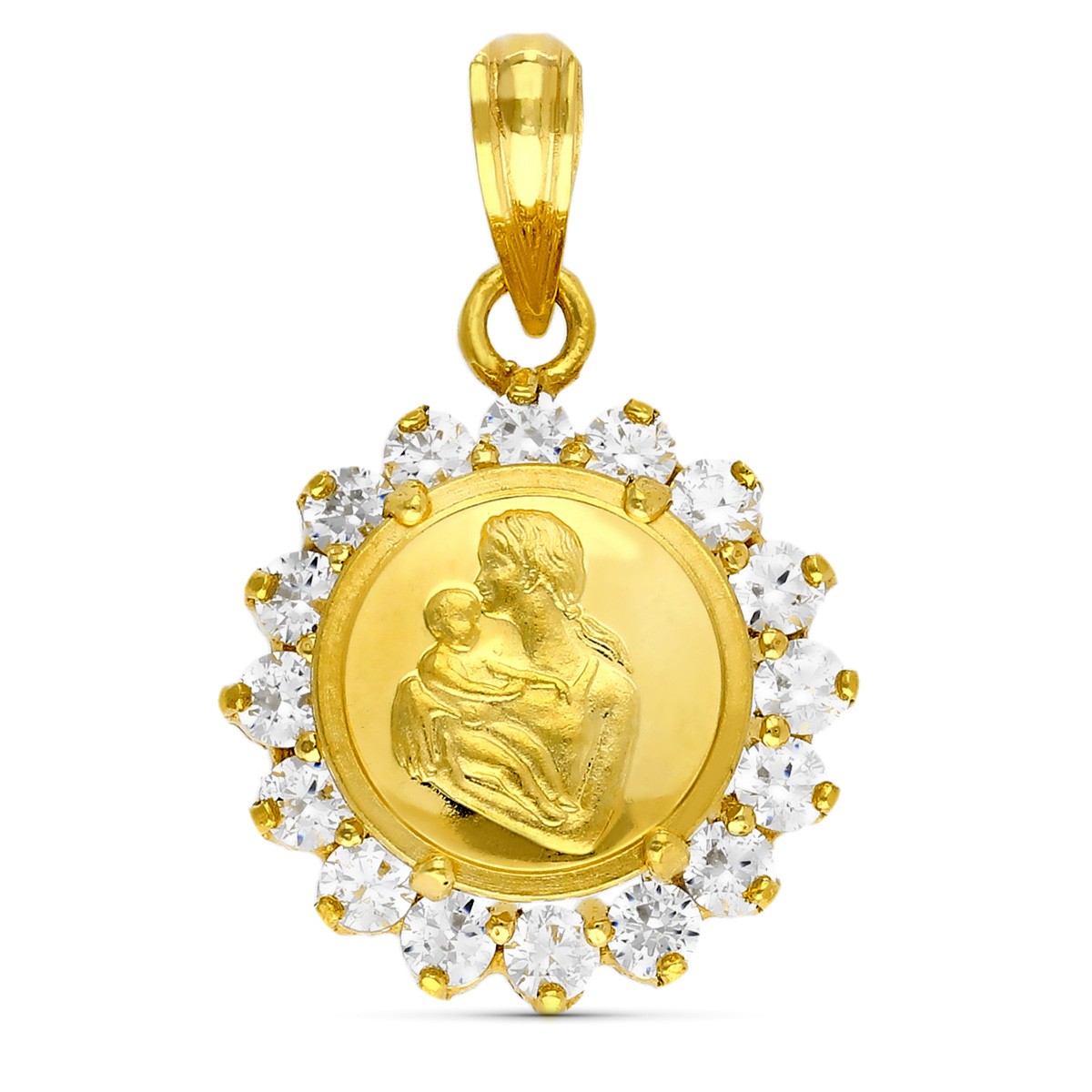 Collar Virgen María Con Circonitas - Acero Inoxidable Dorado, 60cm, Regalo Para Mujer
